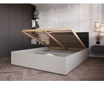 Bett mit Bettkasten, Lattenrost und schwarzem Kopfteil, Korpus in 3 Farben wählbar, MONAKO 3