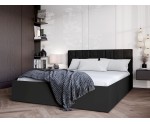 Bett mit Bettkasten, Lattenrost und schwarzem Kopfteil, Korpus in 3 Farben wählbar, MONAKO 3