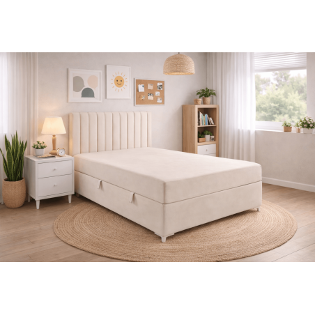 Jugendbett 120x200 cm, Einzelbett mit Bettkasten, auf Füßen, TRENTO