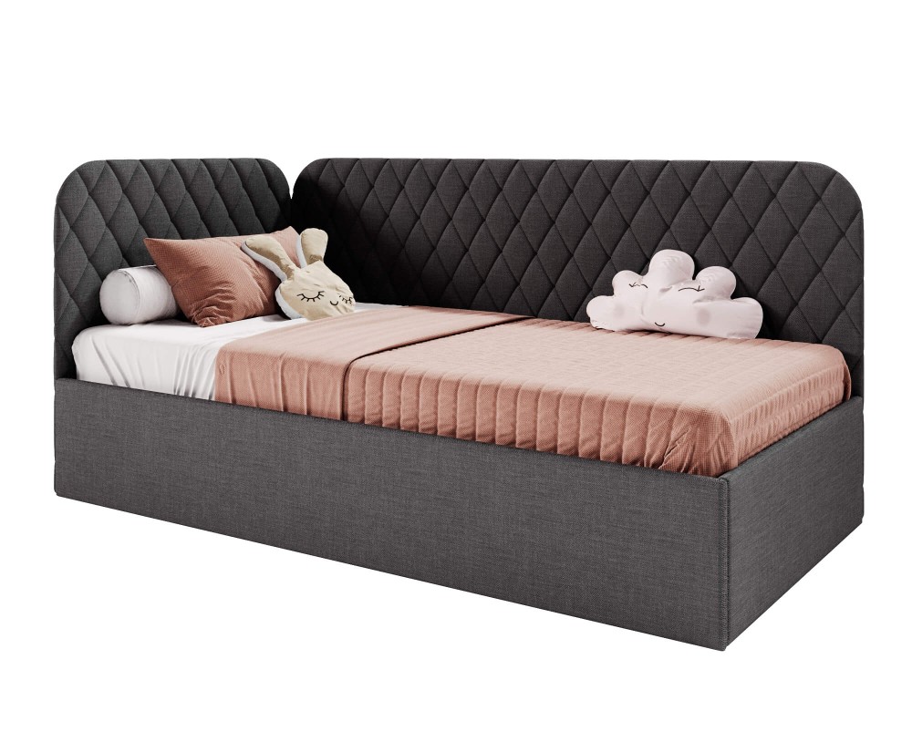 Stilvolles Kinderbett 80x180 cm mit Bettkasten und Lattenrost, Polsterbett KINGA SM 02