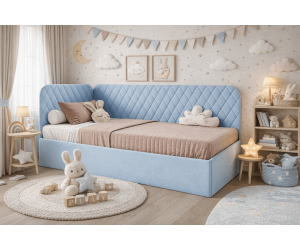 Stilvolles Kinderbett 80x180 cm mit Bettkasten und Lattenrost, Polsterbett KINGA SM 02