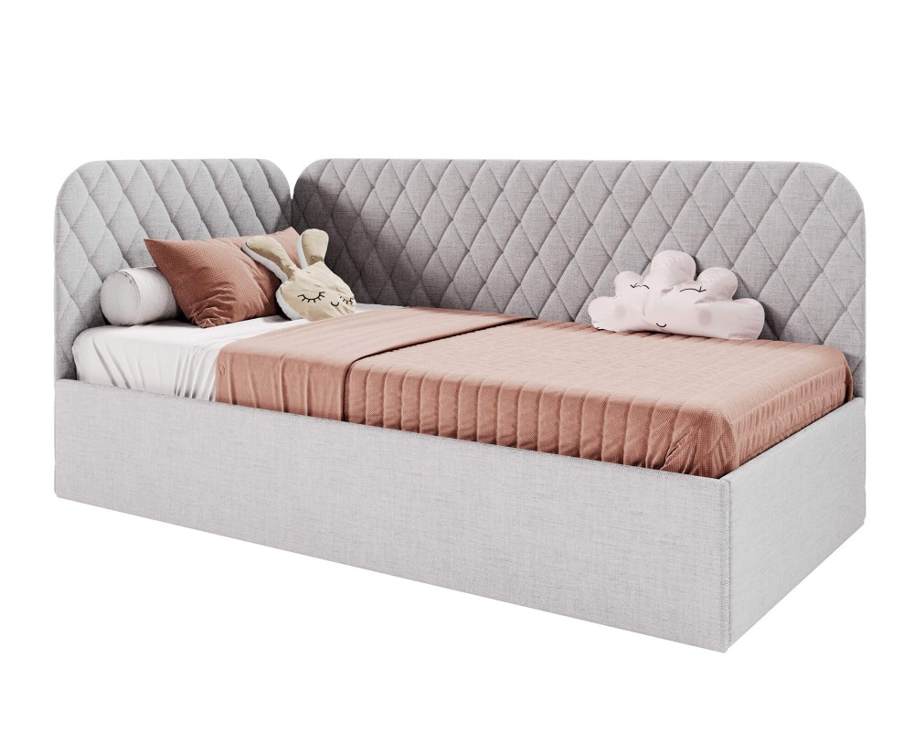 Jugendbett 90x200 cm mit Bettkasten und Lattenrost, Stauraumbett KINGA SM 02