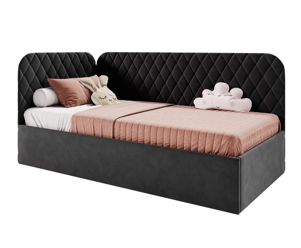 Polsterbett 100x200 cm mit Stauraum und Lattenrost, Einzelbett KINGA SM 02 Polsterbett 100x200 cm mit Stauraum und Lattenrost, Einzelbett KINGA SM 02