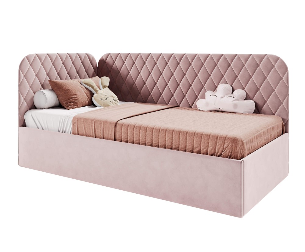 Polsterbett 100x200 cm mit Stauraum und Lattenrost, Einzelbett KINGA SM 02