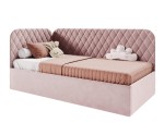 Polsterbett 100x200 cm mit Stauraum und Lattenrost, Einzelbett KINGA SM 02