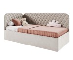 Polsterbett 100x200 cm mit Stauraum und Lattenrost, Einzelbett KINGA SM 02