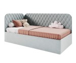 Polsterbett 100x200 cm mit Stauraum und Lattenrost, Einzelbett KINGA SM 02