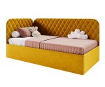 Polsterbett 100x200 cm mit Stauraum und Lattenrost, Einzelbett KINGA SM 02
