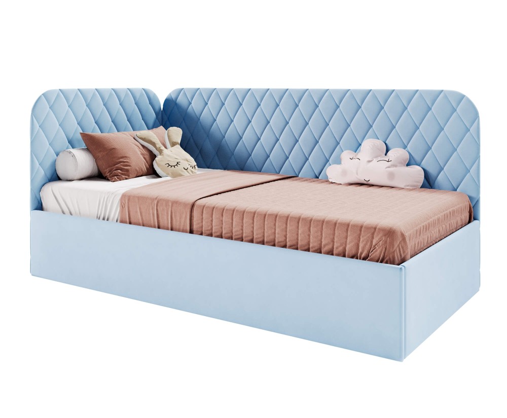Polsterbett 100x200 cm mit Stauraum und Lattenrost, Einzelbett KINGA SM 02