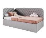 Polsterbett 100x200 cm mit Stauraum und Lattenrost, Einzelbett KINGA SM 02