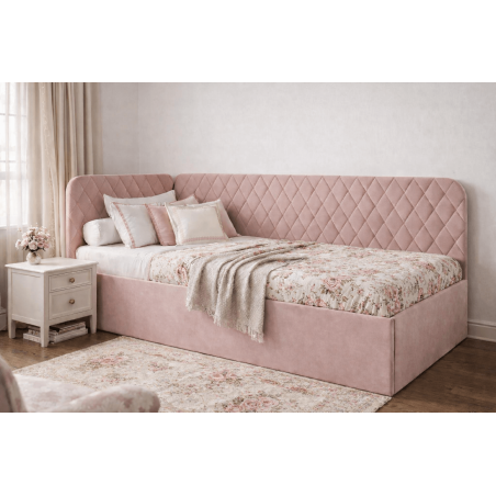 Polsterbett 100x200 cm mit Stauraum und Lattenrost, Einzelbett KINGA SM 02