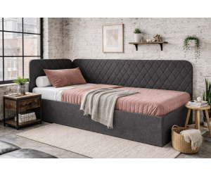 Teenagerbett 120x200 cm mit Stauraum und Lattenrost, Polsterbett KINGA SM 02