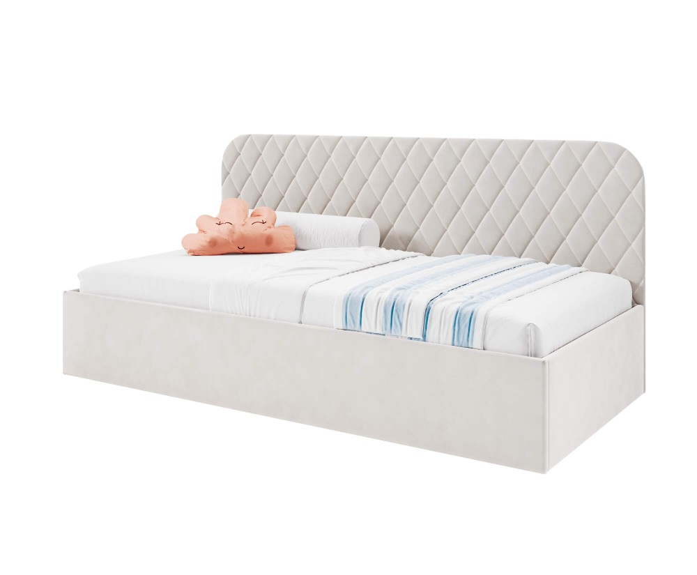 Kinderbett 80x180 cm mit Stauraum und Rückenlehne, Polsterbett TOSIA SM 02