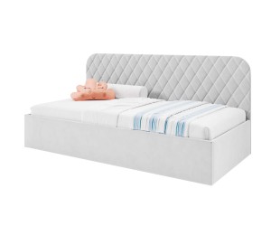 Jugendbett 90x200 cm mit Bettkasten und Lattenrost, Polsterbett TOSIA SM 02