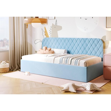 Jugendbett 90x200 cm mit Bettkasten und Lattenrost, Juniorbett TOSIA SM 02