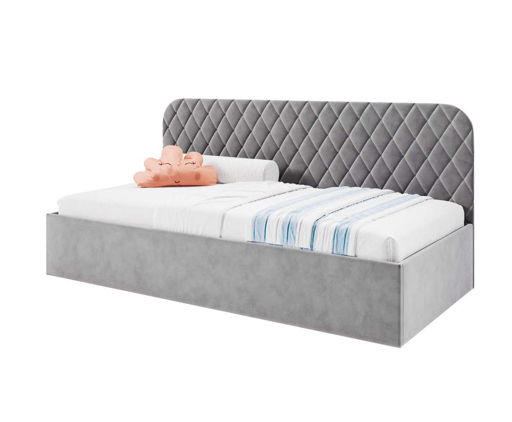 Modernes Teenagerbett 100x200 cm mit Stauraum und Lattenrost, Polsterbett TOSIA SM 02