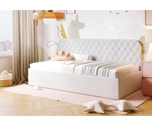 Modernes Teenagerbett 100x200 cm mit Stauraum und Lattenrost, Polsterbett TOSIA SM 02