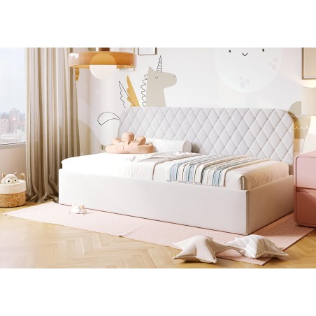 Modernes Teenagerbett 100x200 cm mit Stauraum und Lattenrost, Polsterbett TOSIA SM 02