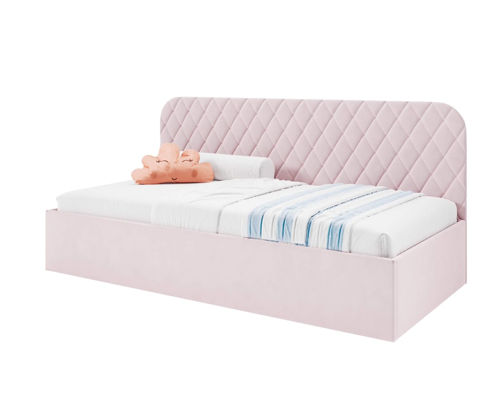 Polsterbett 120x200 cm mit Bettkasten und Seitenschutz, Einzelbett TOSIA SM 02