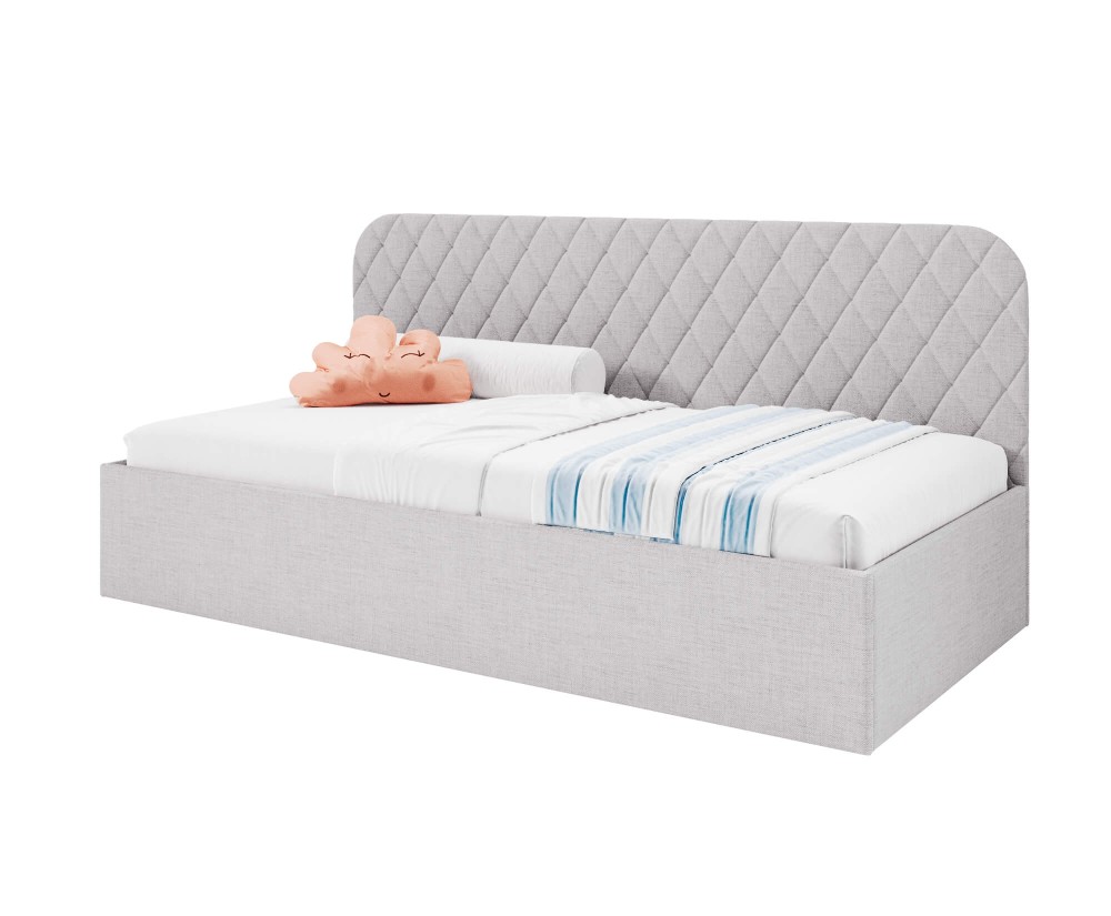 Polsterbett 120x200 cm mit Bettkasten und Seitenschutz, Einzelbett TOSIA SM 02