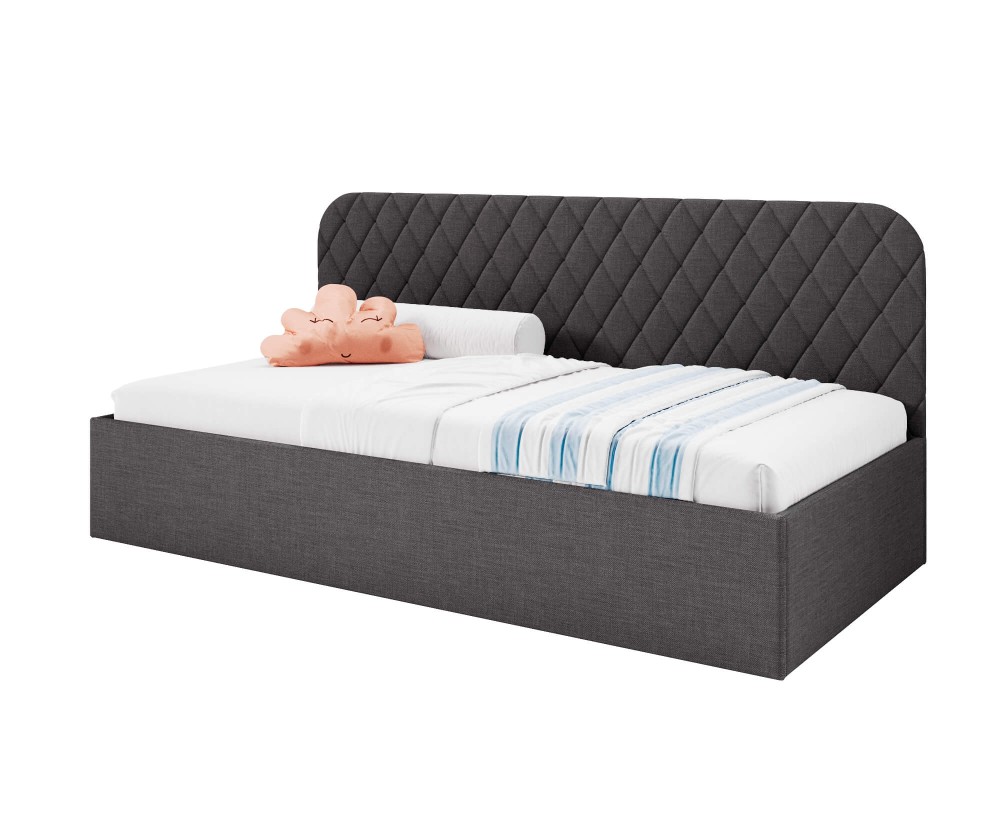 Polsterbett 120x200 cm mit Bettkasten und Seitenschutz, Einzelbett TOSIA SM 02