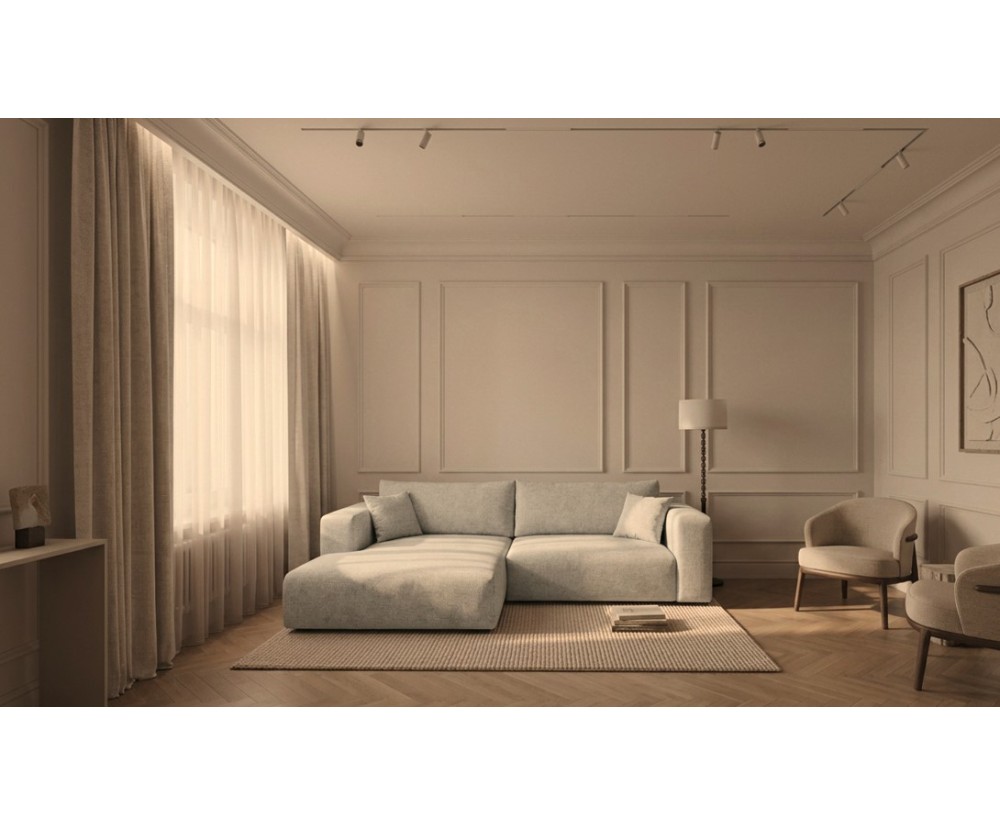 Komfortables Ecksofa L-Form mit Schlaffunktion und Stauraum, Stoff ARAGON - Farbvarianten, MAGNUM N1