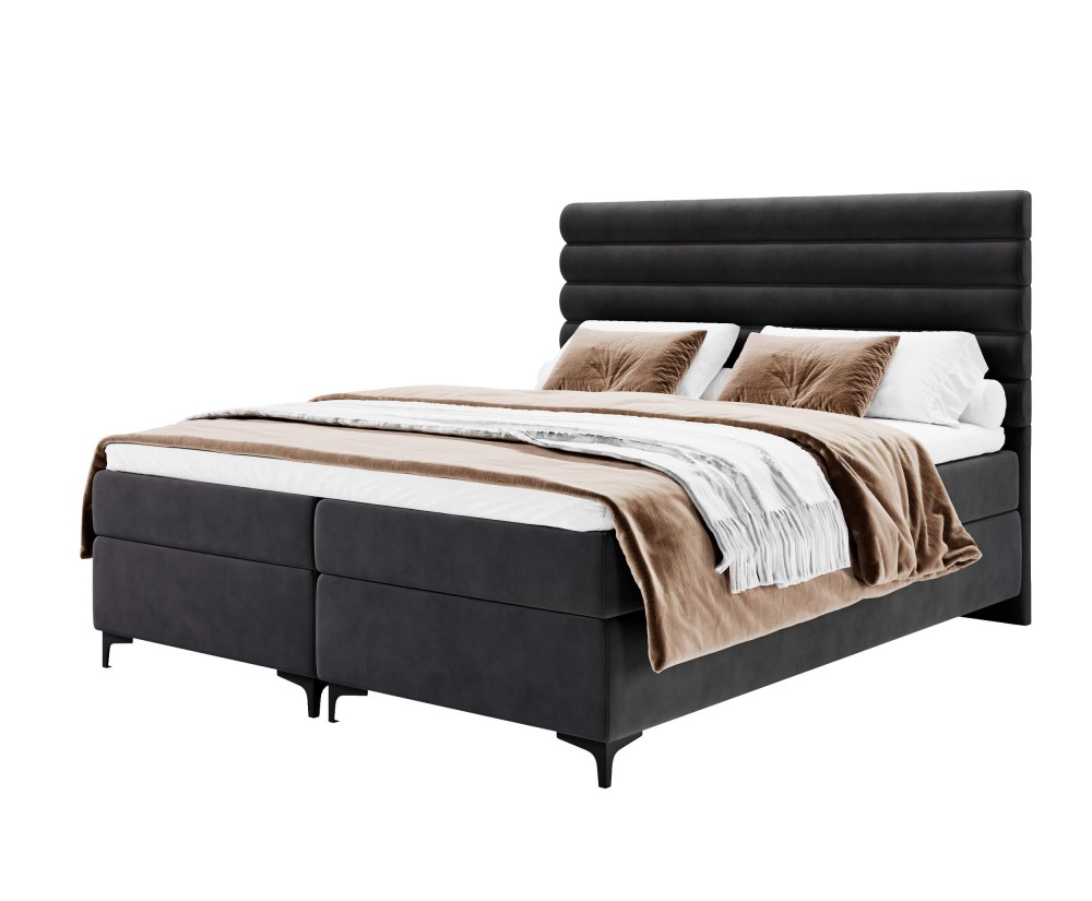Großes Boxspringbett 200x200 cm mit Bettkasten und Matratze, Ehebett PRAGA 1