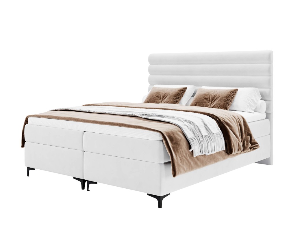Großes Boxspringbett 200x200 cm mit Bettkasten und Matratze, Ehebett PRAGA 1