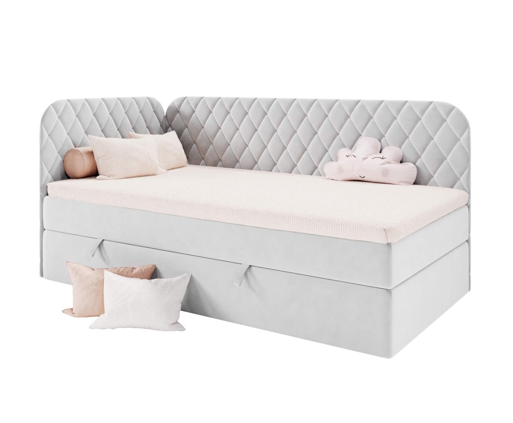 Modernes Polsterbett 80x200 cm mit Matratze und gesteppten Seitenteilen, NAOMI 3M Modernes Polsterbett 80x200 cm mit Matratze und gesteppten Seitenteilen, NAOMI 3M