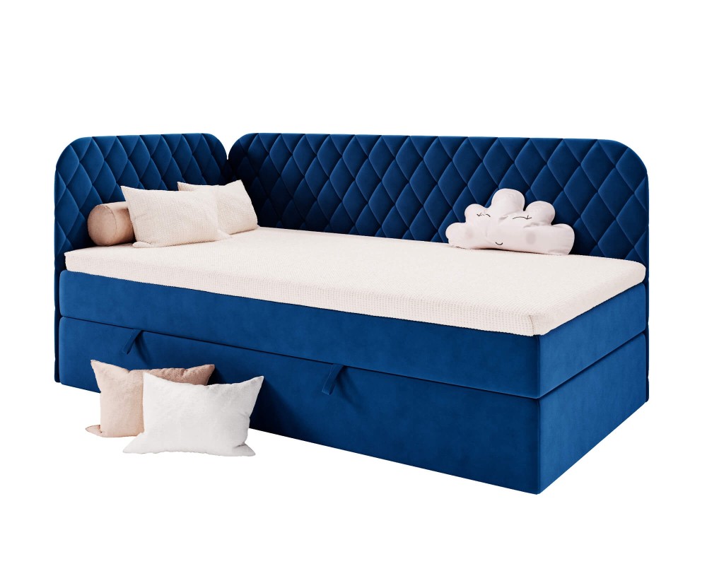 Bequemes Einzelbett 100x200 cm mit Bettkasten und Matratze, Polsterbett NAOMI 3M Bequemes Einzelbett 100x200 cm mit Bettkasten und Matratze, Polsterbett NAOMI 3M