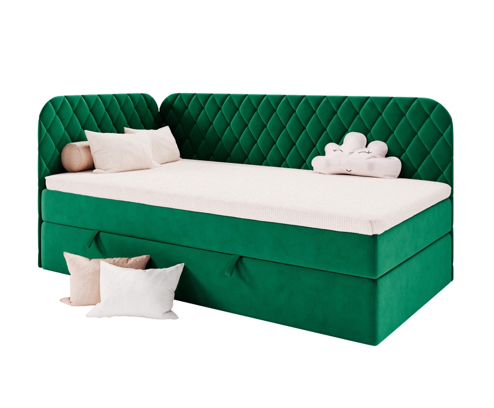 Polsterbett 120x200 cm mit Kopfteil und Seitenteil, Eckbett NAOMI 3M