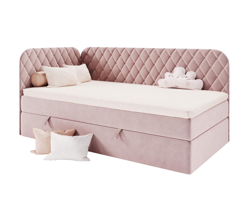 Polsterbett 120x200 cm mit Kopfteil und Seitenteil, Eckbett NAOMI 3M