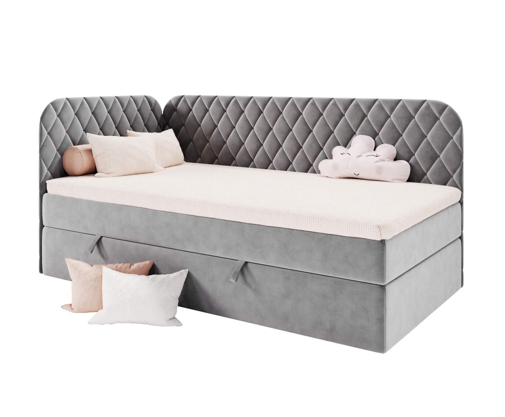 Polsterbett 120x200 cm mit Kopfteil und Seitenteil, Eckbett NAOMI 3M
