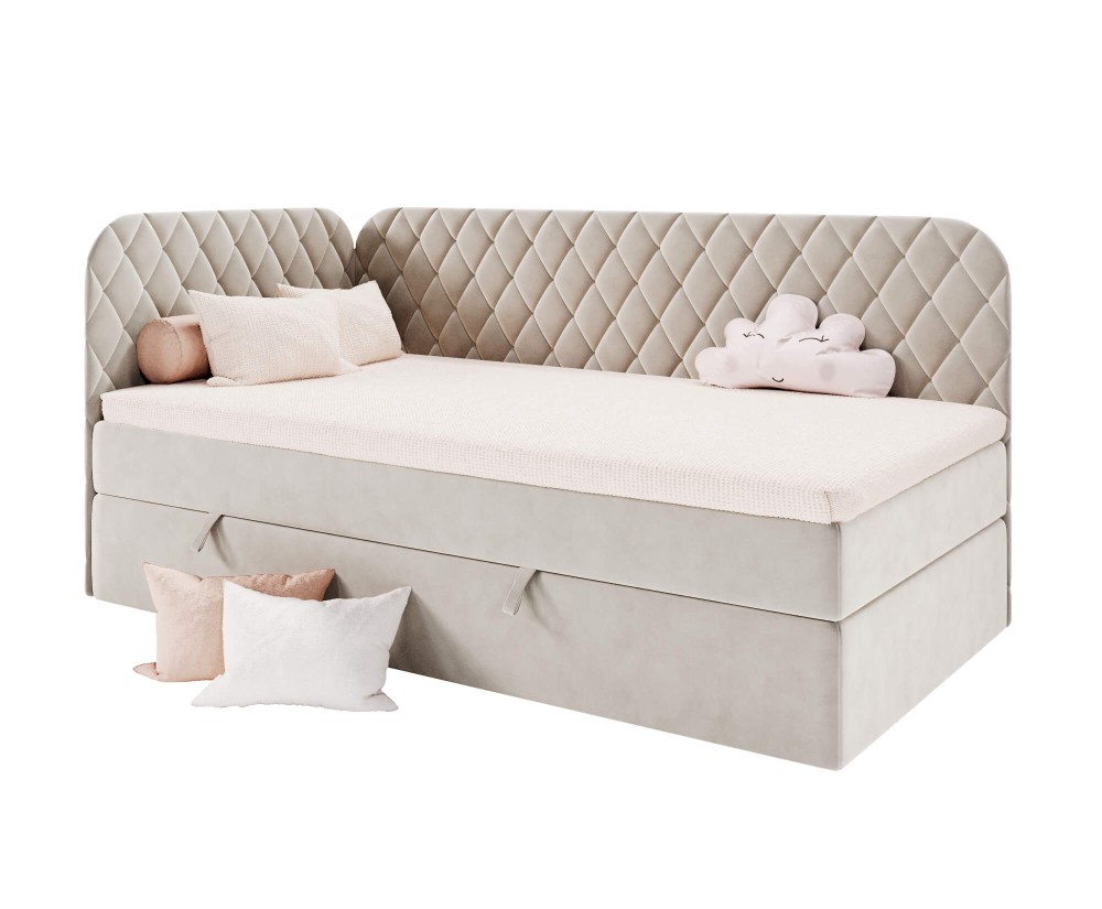 Polsterbett 120x200 cm mit Kopfteil und Seitenteil, Eckbett NAOMI 3M