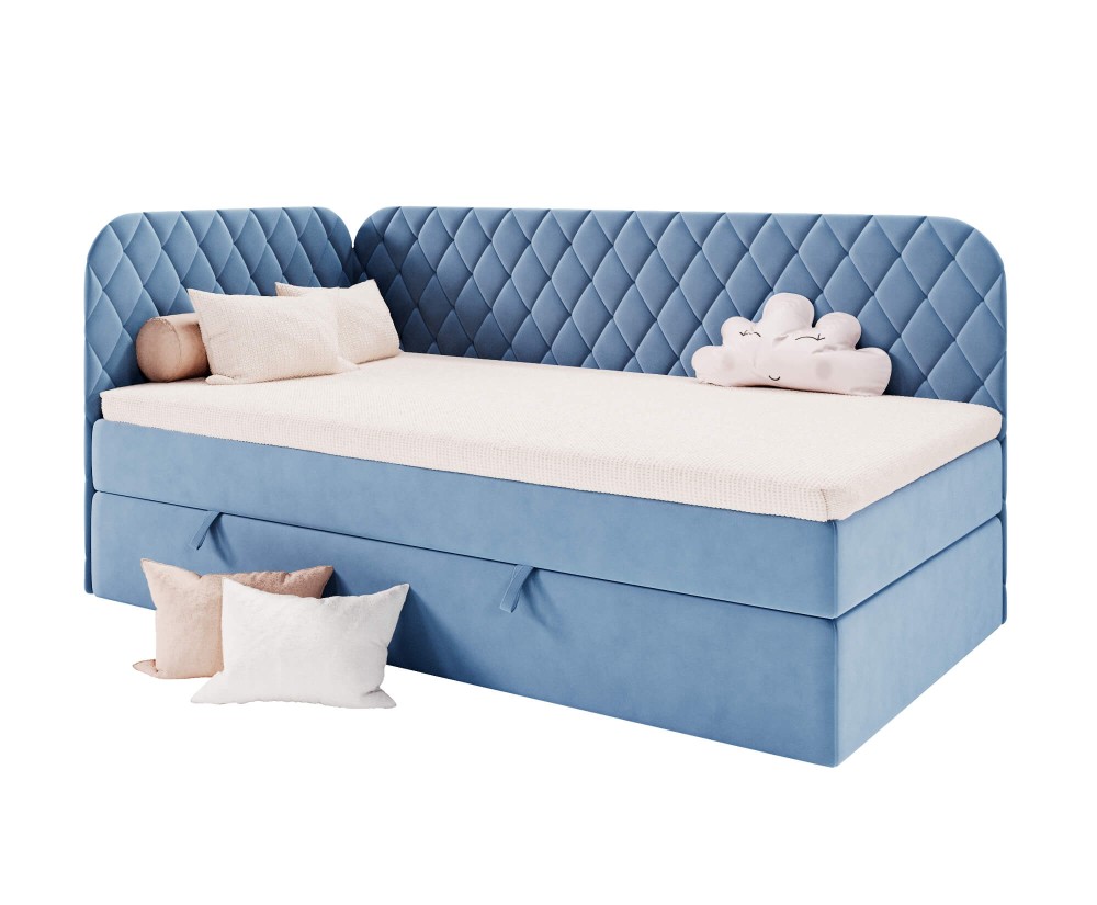 Polsterbett 120x200 cm mit Kopfteil und Seitenteil, Eckbett NAOMI 3M