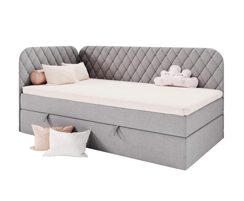 Polsterbett 120x200 cm mit Kopfteil und Seitenteil, Eckbett NAOMI 3M