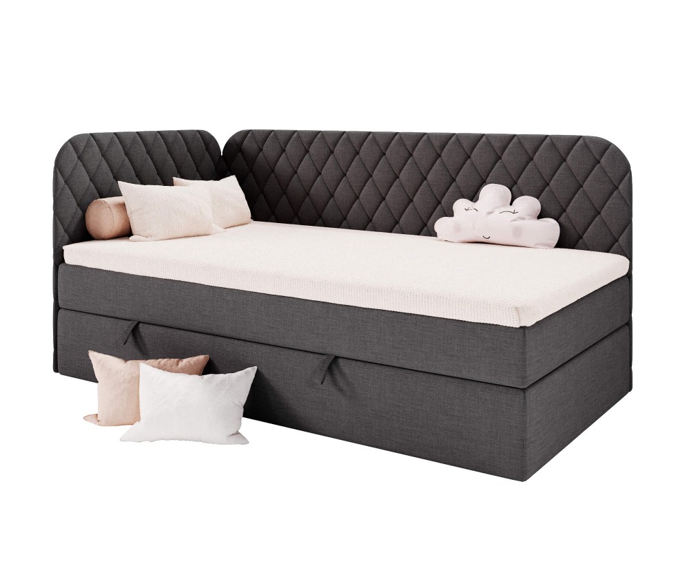 Polsterbett 120x200 cm mit Kopfteil und Seitenteil, Eckbett NAOMI 3M