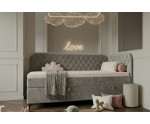 Einzelbett 80x200 cm mit Bettkasten, Bonell-Matratze und abgerundeten Seitenteilen, NAOMI 2M