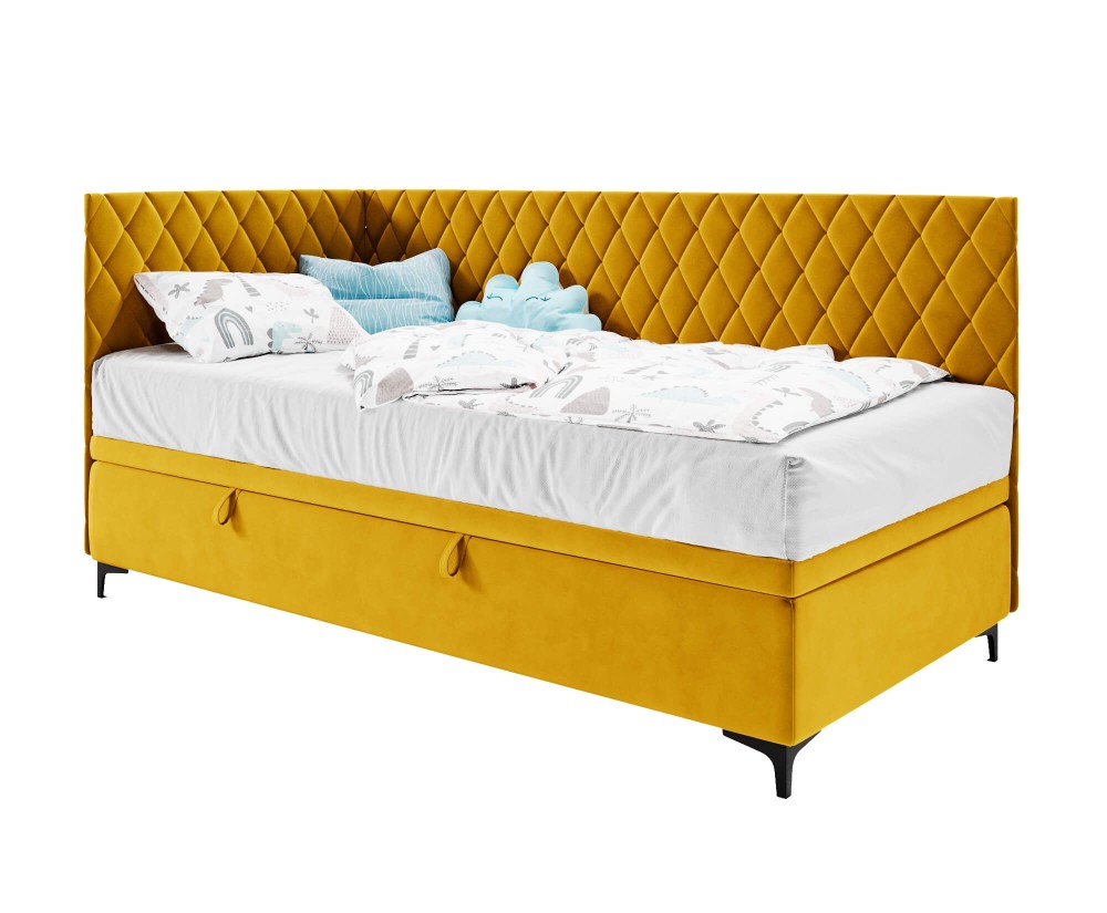 Modernes Jugendbett 80x180 cm in eckiger Form mit Bettkasten, ANABELLA 1R