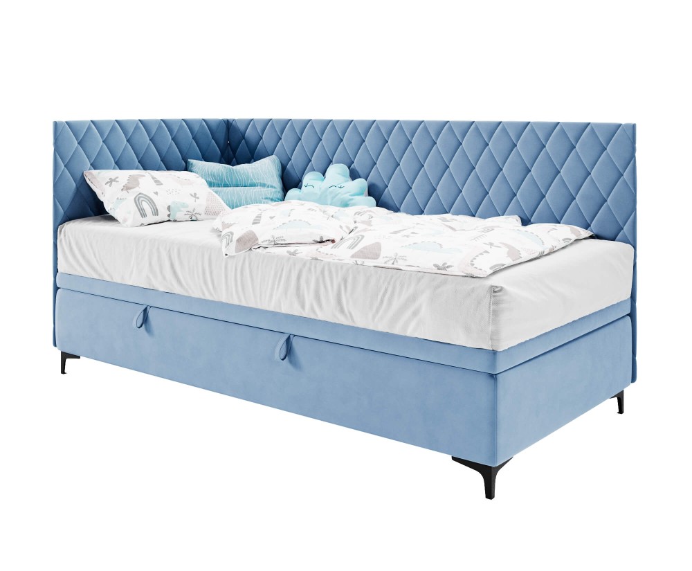 Modernes Jugendbett 80x180 cm in eckiger Form mit Bettkasten, ANABELLA 1R
