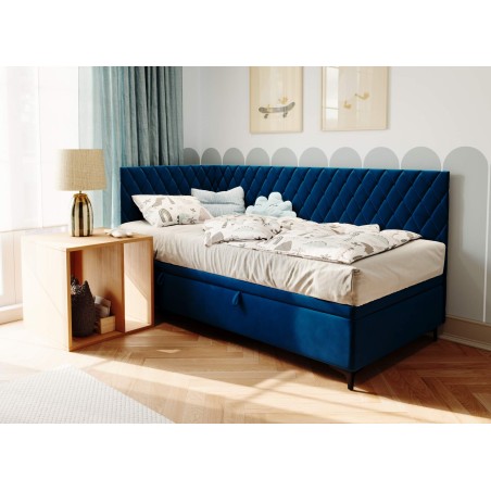 Modernes Jugendbett 80x180 cm in eckiger Form mit Bettkasten, ANABELLA 1R