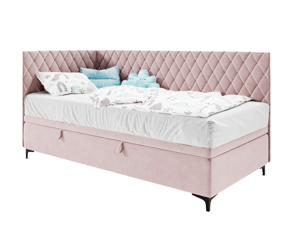 Teenagerbett 80x200 cm mit Bettkasten und Seitenteilen, Polsterbett ANABELLA 1R