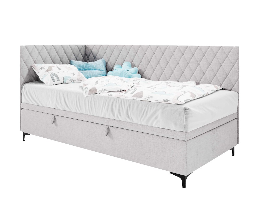 Teenagerbett 80x200 cm mit Bettkasten und Seitenteilen, Polsterbett ANABELLA 1R
