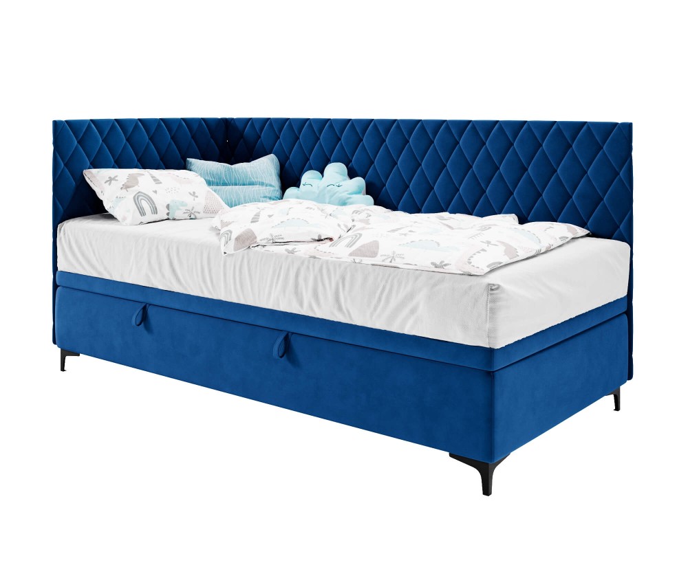 Modernes Eckbett 90x200 cm mit Stauraum und Seitenteilen, Polsterbett ANABELLA 1R Modernes Eckbett 90x200 cm mit Stauraum und Seitenteilen, Polsterbett ANABELLA 1R