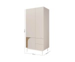 Stilvoller Kleiderschrank zweitürig mit Schubladen, Schrank für Schlaf- oder Jugendzimmer, Macadamia / Eiche Spring KARMEL 1 Stilvoller Kleiderschrank zweitürig mit Schubladen, Schrank für Schlaf- oder Jugendzimmer, Macadamia / Eiche Spring KARMEL 1
