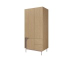 Moderner Kleiderschrank zweitürig mit Schubladen, Schrank für Schlaf- oder Jugendzimmer, Eiche Spring / Toffee, KARMEL 1
