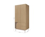 Moderner Kleiderschrank zweitürig mit Schubladen, Schrank für Schlaf- oder Jugendzimmer, Eiche Spring / Toffee, KARMEL 1