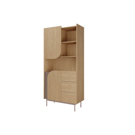 Modernes Regal mit offenen Fächern und Schubladen für das Wohnzimmer, Eiche Frühling / Toffee, KARMEL 2