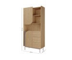 Modernes Regal mit offenen Fächern und Schubladen für das Wohnzimmer, Eiche Spring / Toffee, KARMEL 2 Modernes Regal mit offenen Fächern und Schubladen für das Wohnzimmer, Eiche Spring / Toffee, KARMEL 2