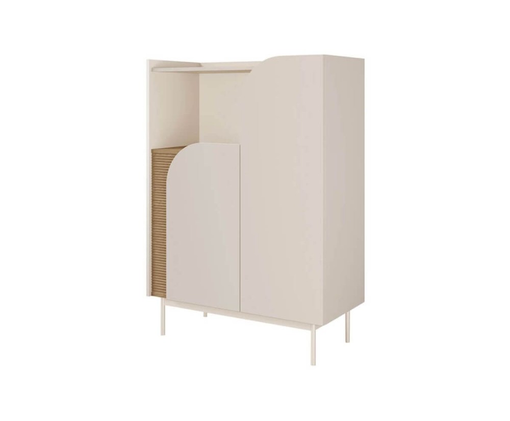 Niedriges Regal Breite 92 cm, Sideboard auf Metallfüßen, Macadamia / Eiche Spring KARMEL 5 Niedriges Regal Breite 92 cm, Sideboard auf Metallfüßen, Macadamia / Eiche Spring KARMEL 5